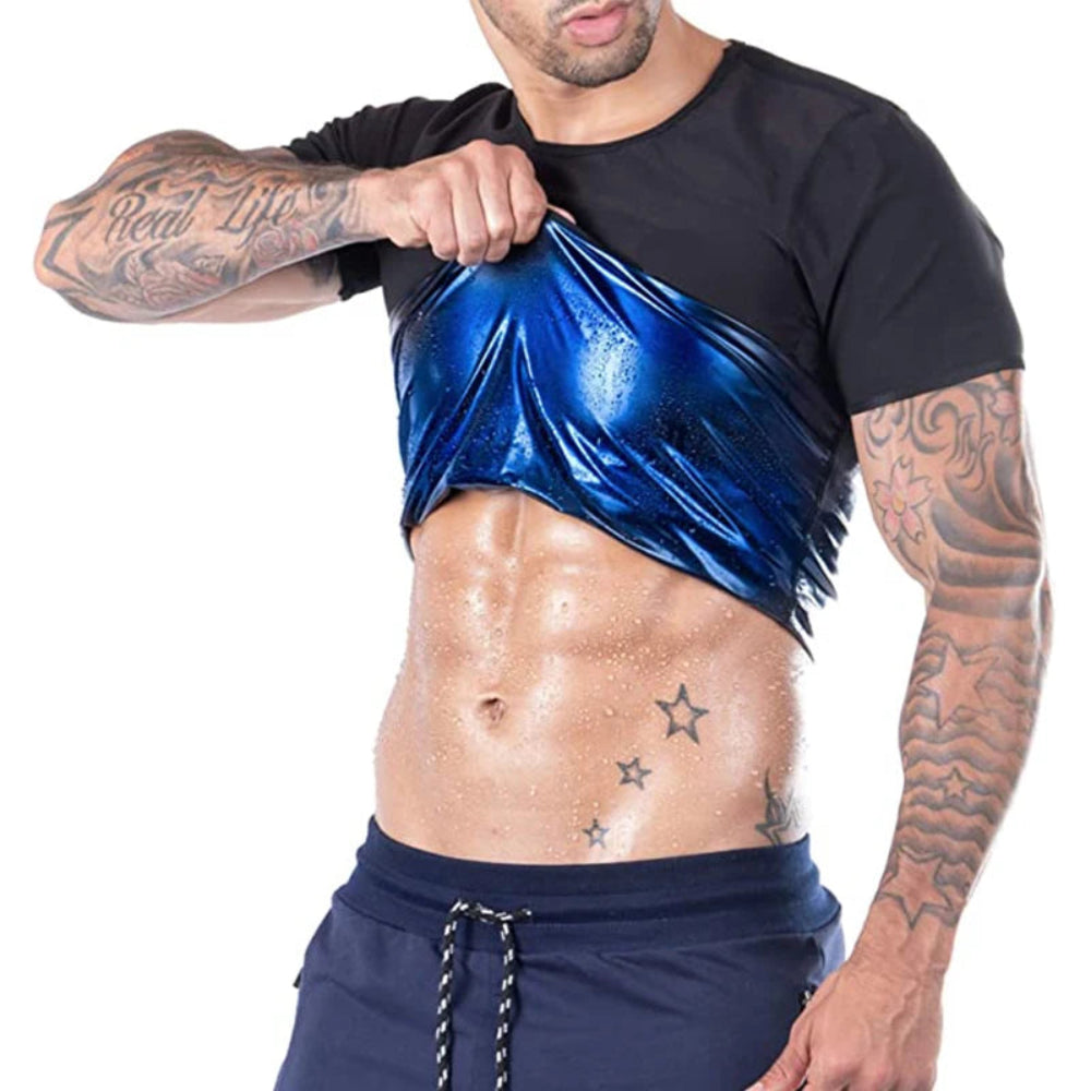 Men Fitness Sweat Sauna Shaper Heat Trapping T-Shirt Weight Loss Sauna Vest Polymer Workout Wasit Trainer Burning Man Outfit