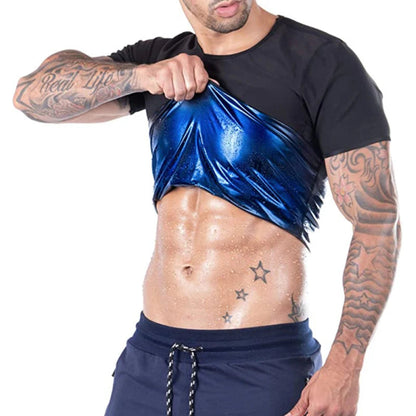 Men Fitness Sweat Sauna Shaper Heat Trapping T-Shirt Weight Loss Sauna Vest Polymer Workout Wasit Trainer Burning Man Outfit