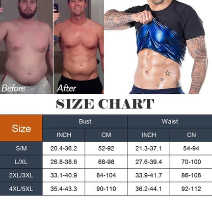 Men Fitness Sweat Sauna Shaper Heat Trapping T-Shirt Weight Loss Sauna Vest Polymer Workout Wasit Trainer Burning Man Outfit