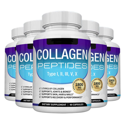 Collagen Peptides 1800Mg - Hair & Skin Health, Anti-Aging - Types I,II,III,V,X, Joint and Bone Health